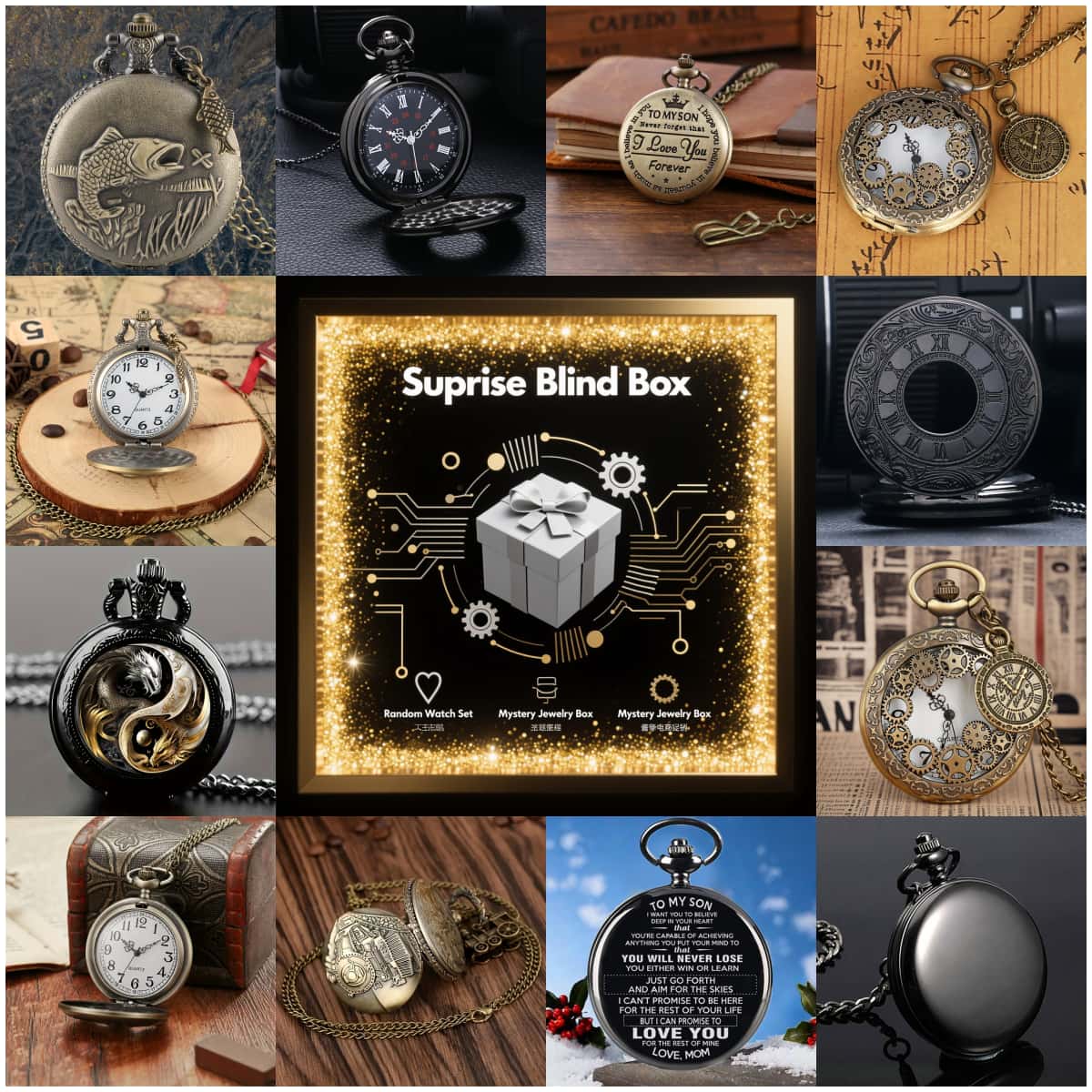 Vintage Fashion For Men - 1PC Kotak Misteri Jam Tangan Kejutan