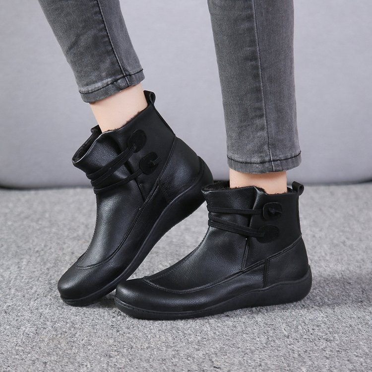 Vintage Fashion Boots - Sepatu Boots Wanita Vintage Ujung Bulat
