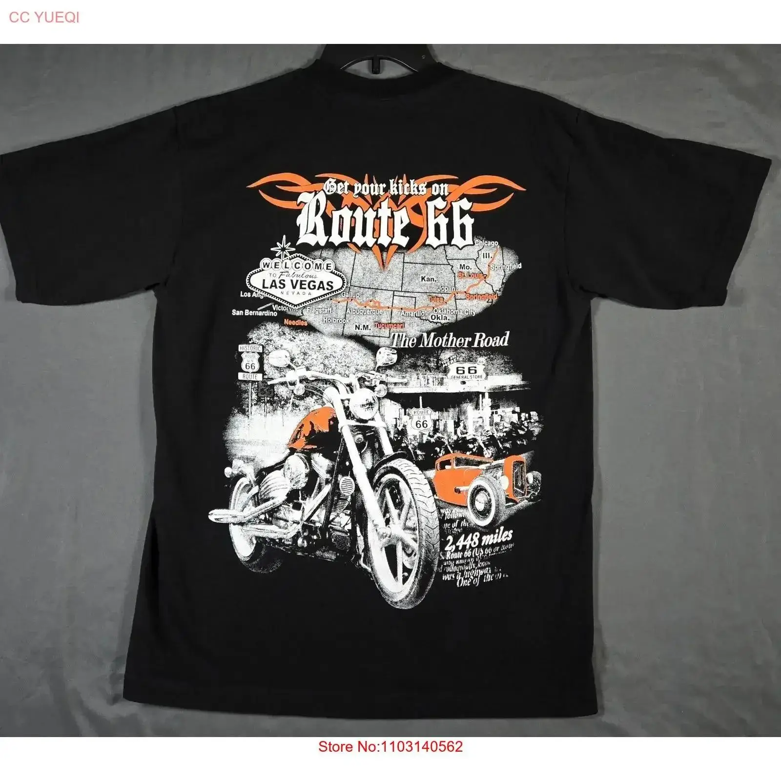 Vintage Fashion Las Vegas - Kaos Hitam Sepeda Motor Las Vegas