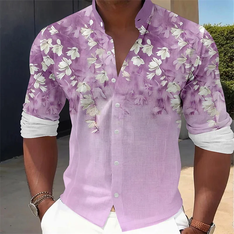 Printed Floral Shirt - Kemeja Pria Bermotif Bunga Lengan Panjang,