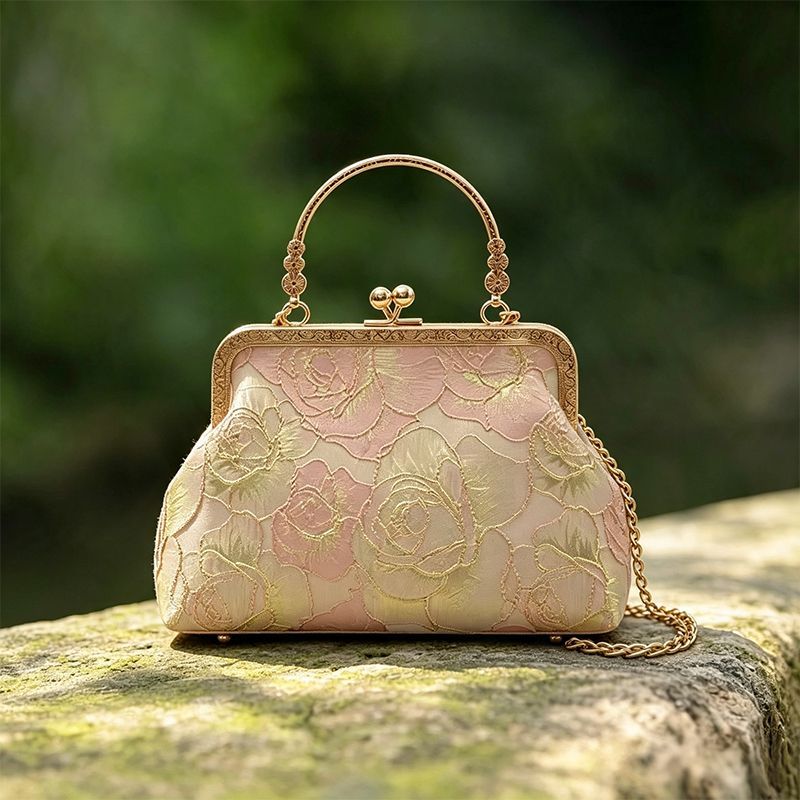 Vintage Fashion In Chinese - Tas Tangan Vintage Bordir Bunga dengan