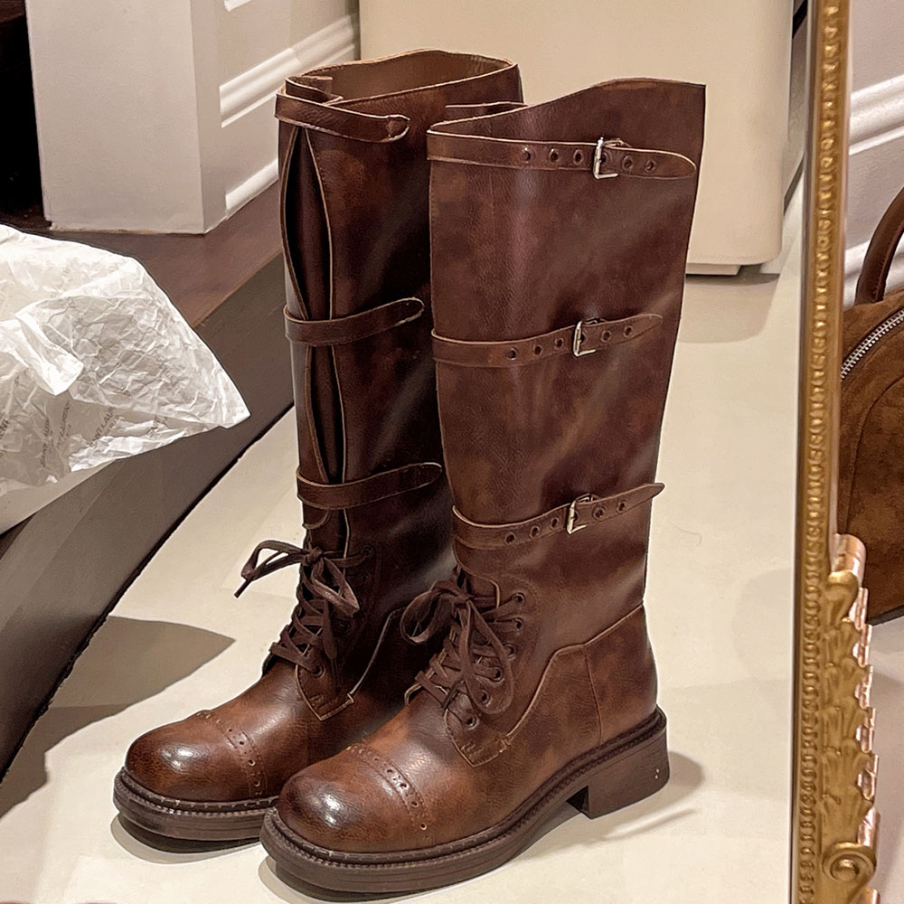 Vintage Fashion Boots - Sepatu Bot Setinggi Lutut Wanita Desain