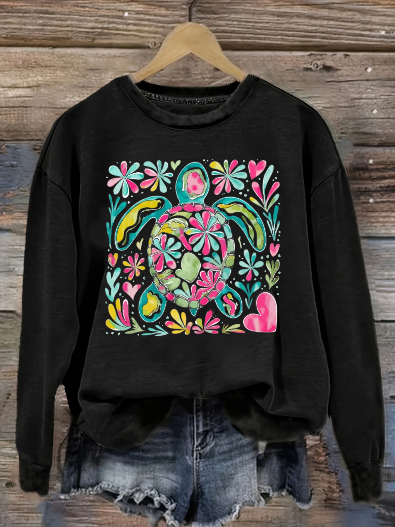 Printed Floral Shirt - Kaos Wanita Lengan Panjang Kasual dengan