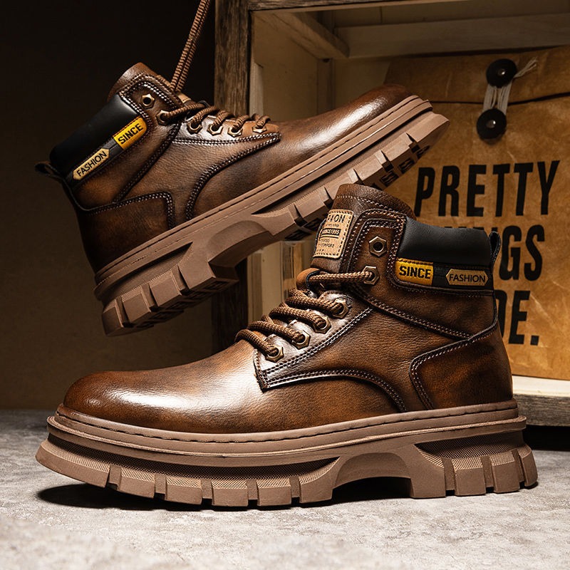 Vintage Fashion Boots - Sepatu Bot Pergelangan Kaki Platform Pria