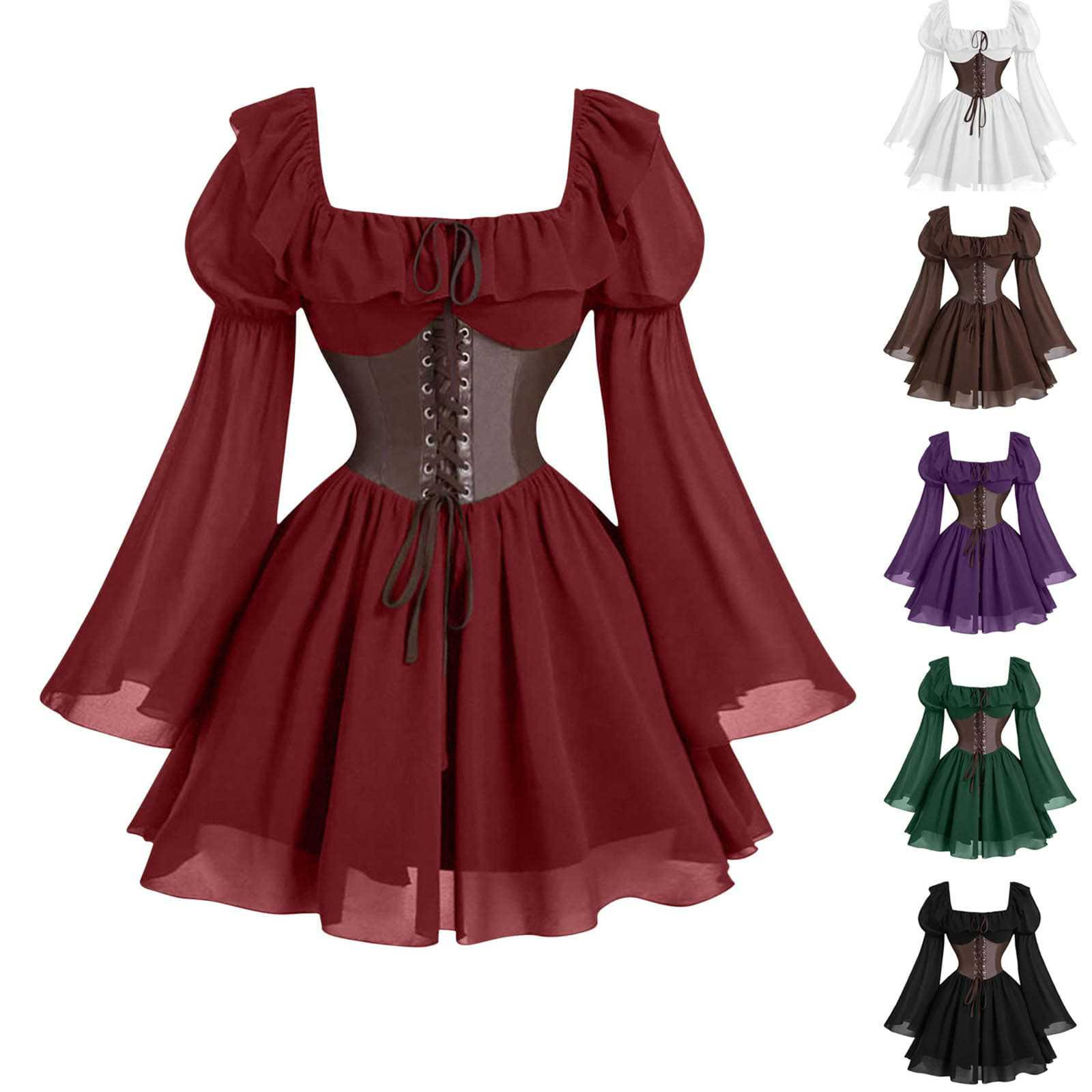 Vintage Victorian Fashion - Gaun Wanita Lengan Panjang Gaya Renaisans