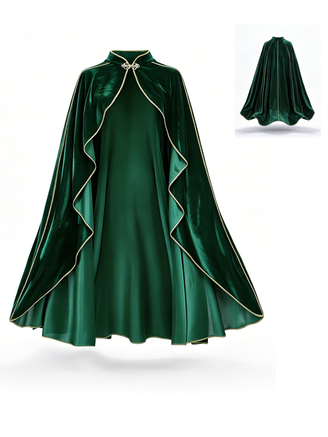 Vintage Victorian Fashion - Jubah Beludru Hijau Vintage Wanita dengan