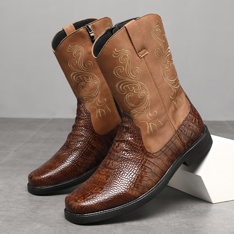 Vintage Fashion Boots - Sepatu Bot Koboi Tinggi Lebar Pria