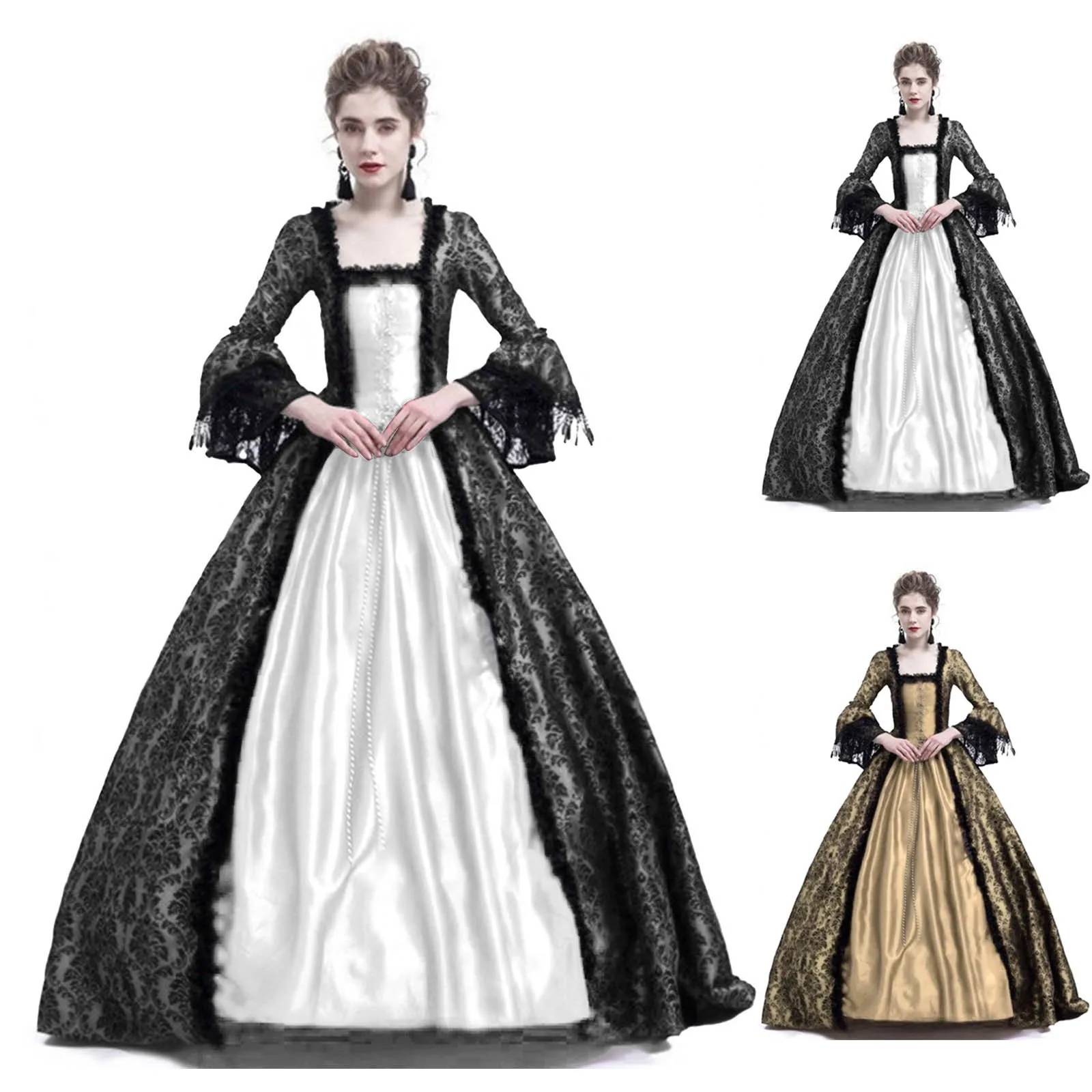 Vintage Victorian Fashion - Kostum Halloween Cosplay Palace Wanita Gaun