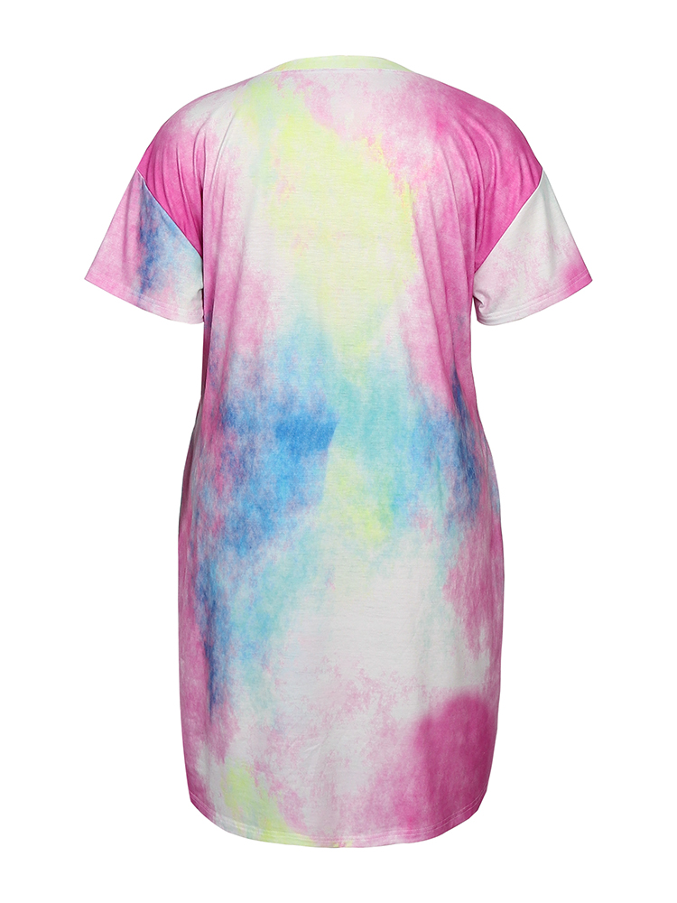Gaun kasual wanita ukuran Plus - Tie Dye Shirt Vintage ulasan dan harga