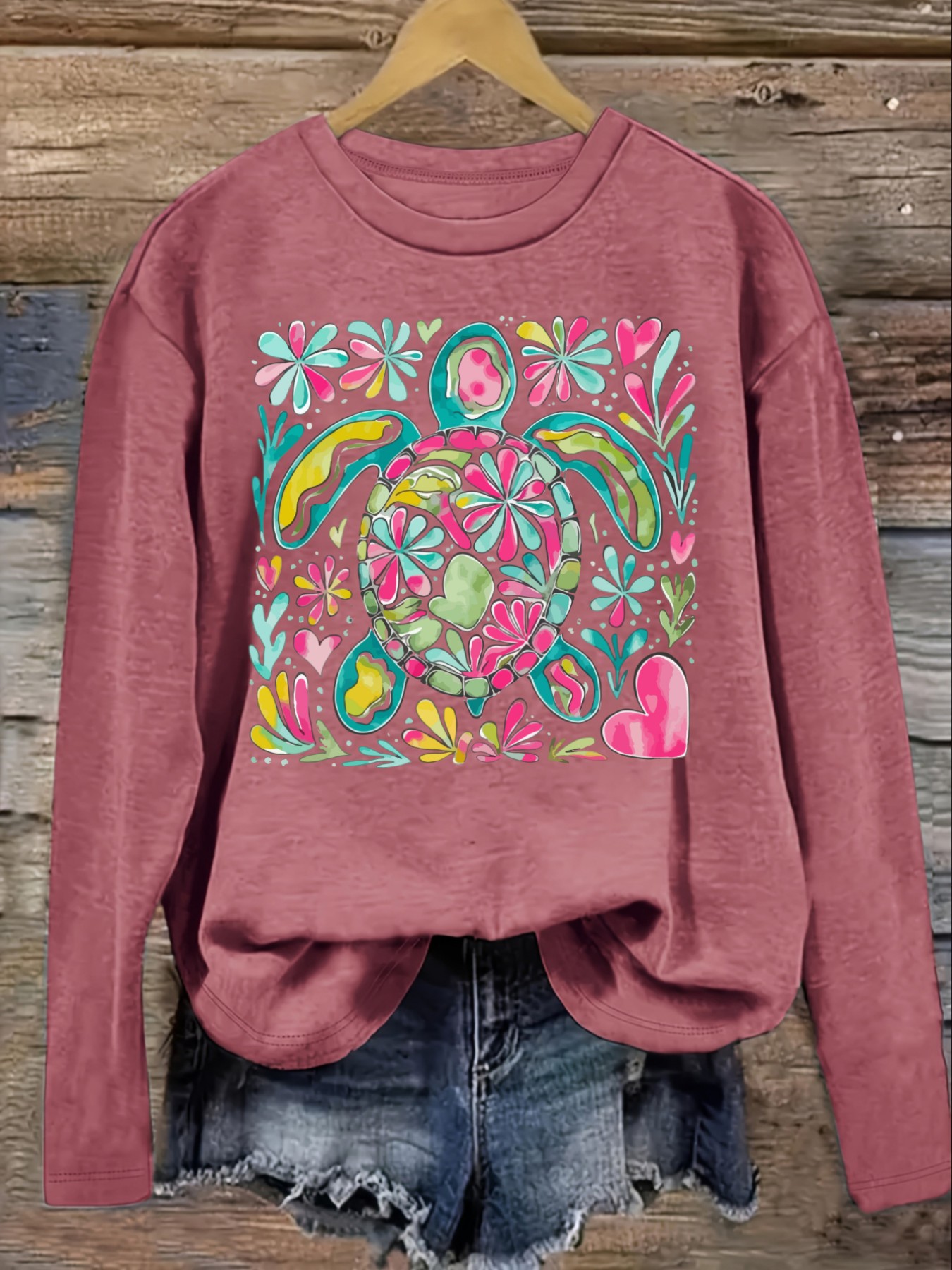 Kaos Wanita Lengan Panjang Kas - Printed Floral Shirt ulasan dan harga