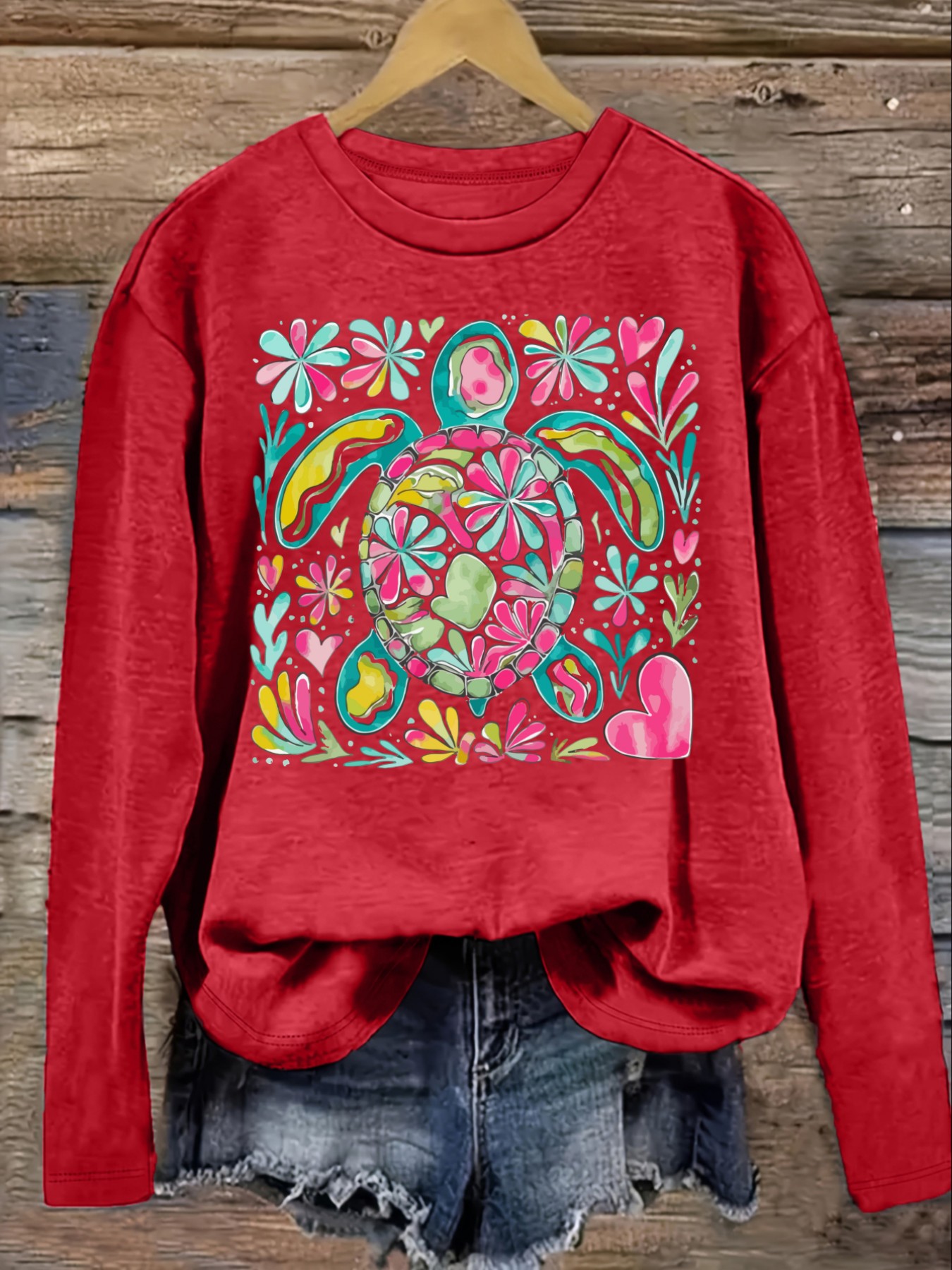 Kaos Wanita Lengan Panjang Kas - Printed Floral Shirt ulasan dan harga