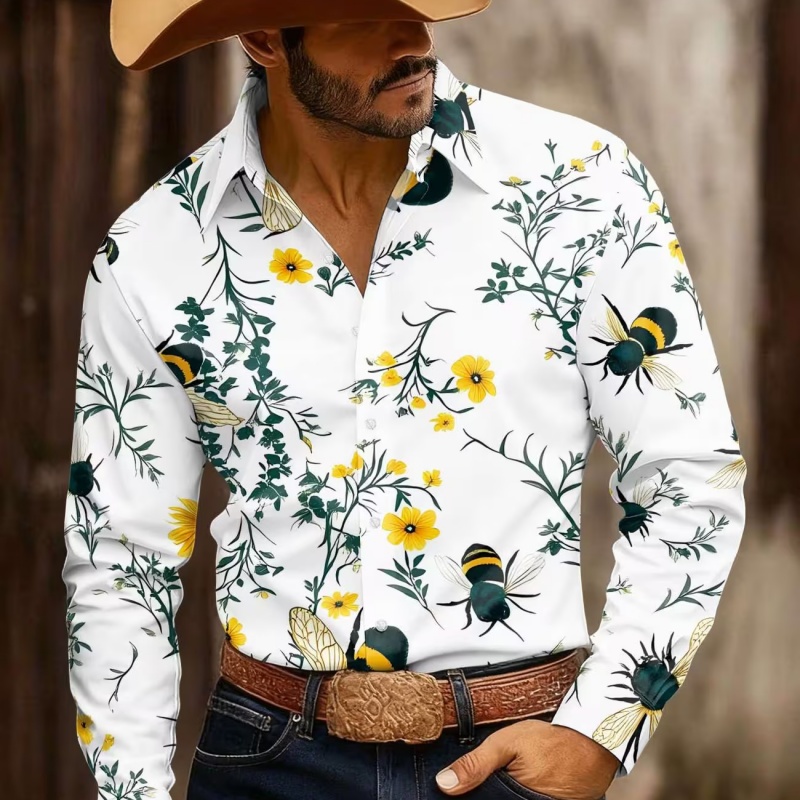 Kemeja Pria Bermotif Bunga Len - Printed Floral Shirt ulasan dan harga