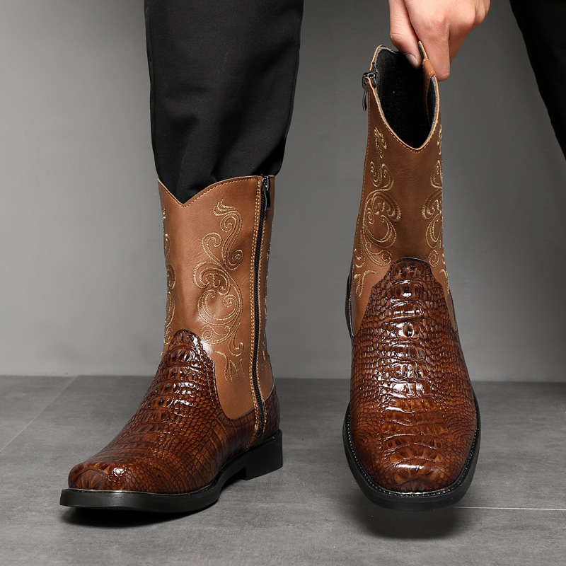 Sepatu Bot Koboi Tinggi Lebar  - Vintage Fashion Boots ulasan dan harga