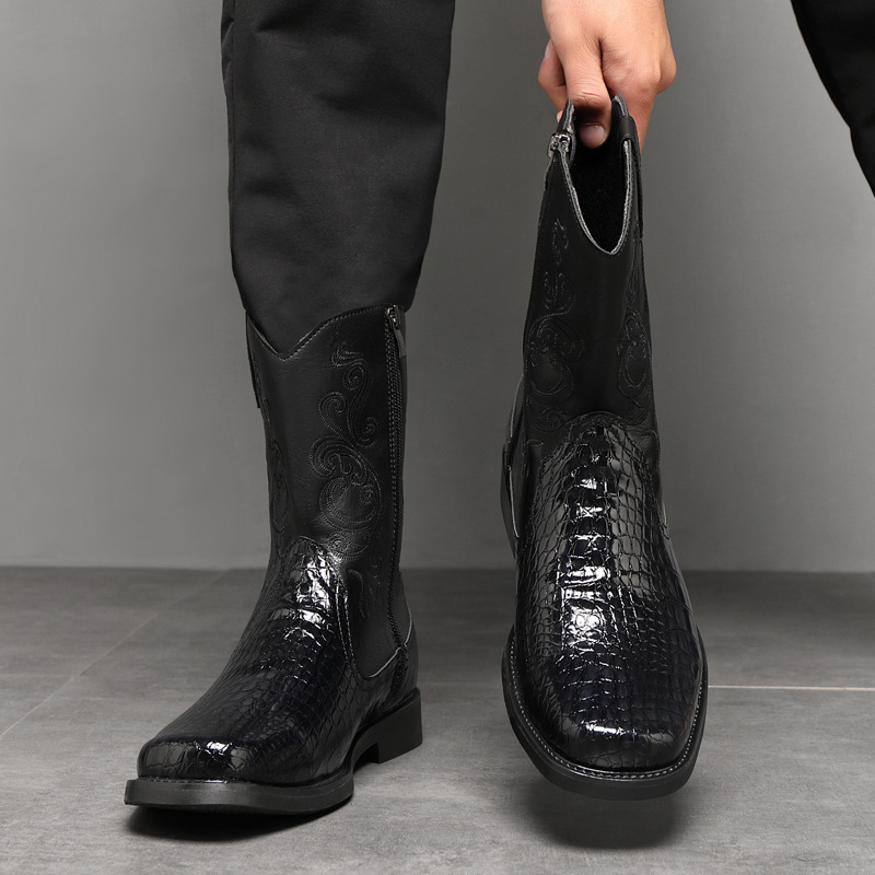 Sepatu Bot Koboi Tinggi Lebar  - Vintage Fashion Boots ulasan dan harga