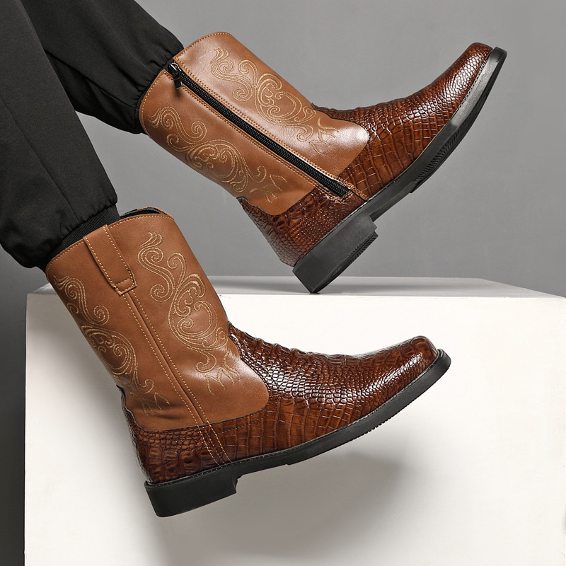Sepatu Bot Koboi Tinggi Lebar  - Vintage Fashion Boots ulasan dan harga