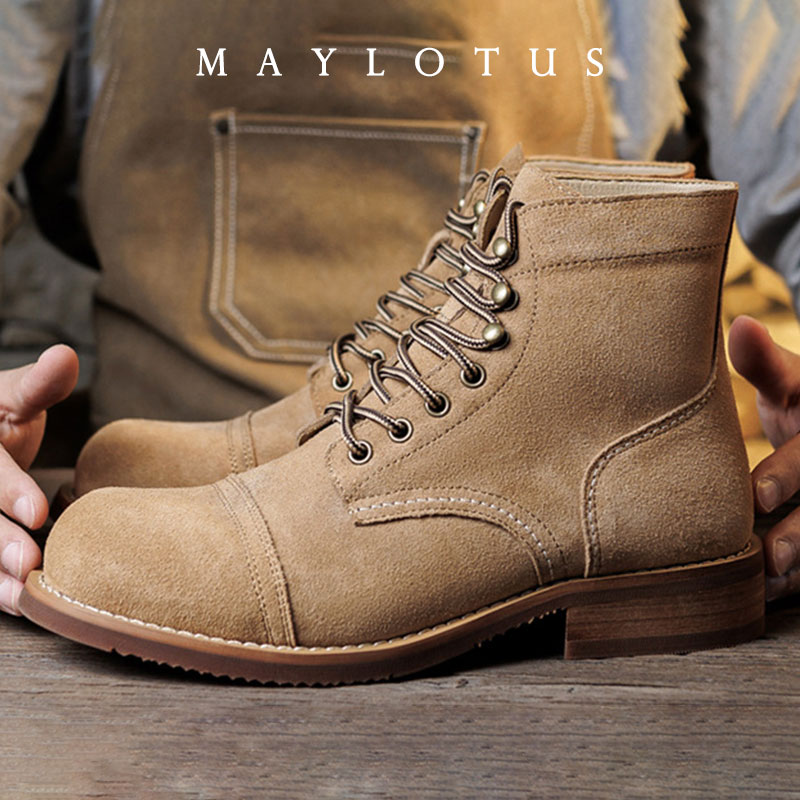 Sepatu Boot Suede Goodyear-Wel - Vintage Fashion Boots ulasan dan harga