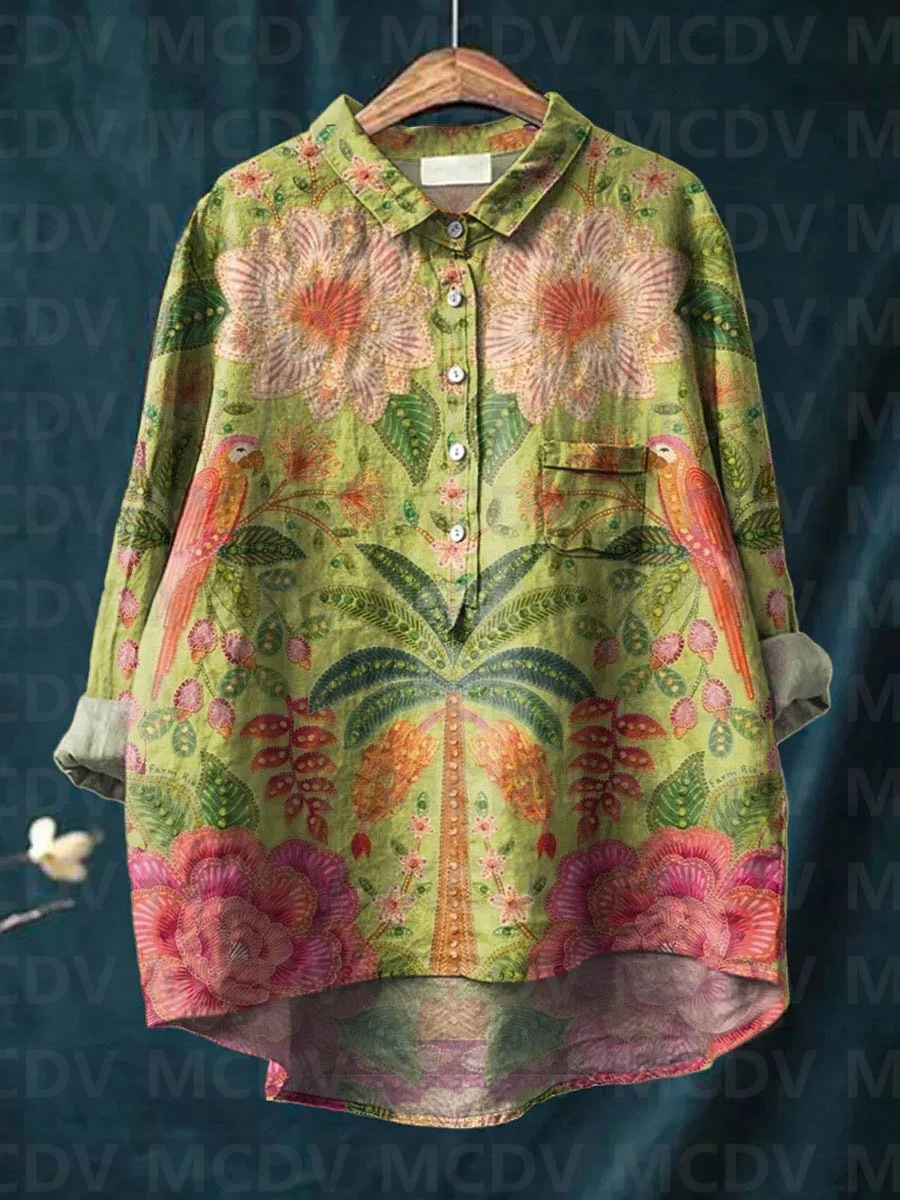 Kemeja Kasual Wanita Motif Sen - Printed Floral Shirt ulasan dan harga
