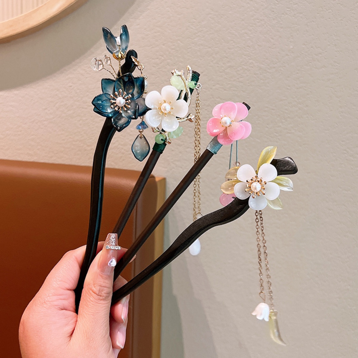 Jepit Rambut Kayu Rumbai Bunga - Vintage Fashion In Chinese ulasan dan harga