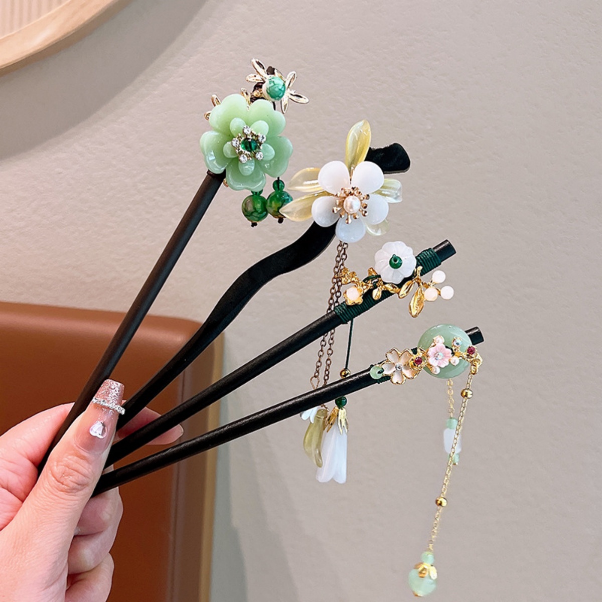 Jepit Rambut Kayu Rumbai Bunga - Vintage Fashion In Chinese ulasan dan harga